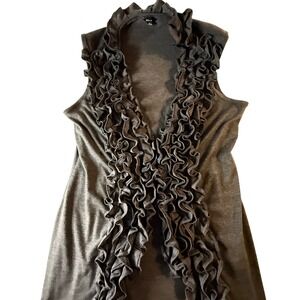 Milano Gray Ruffle Front Sleeveless V-Neck Tunic Top Women's M